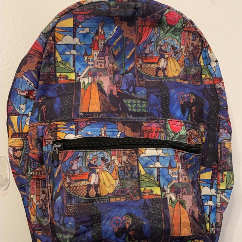 Hot Topic Beauty and the Beast stained glass backpack